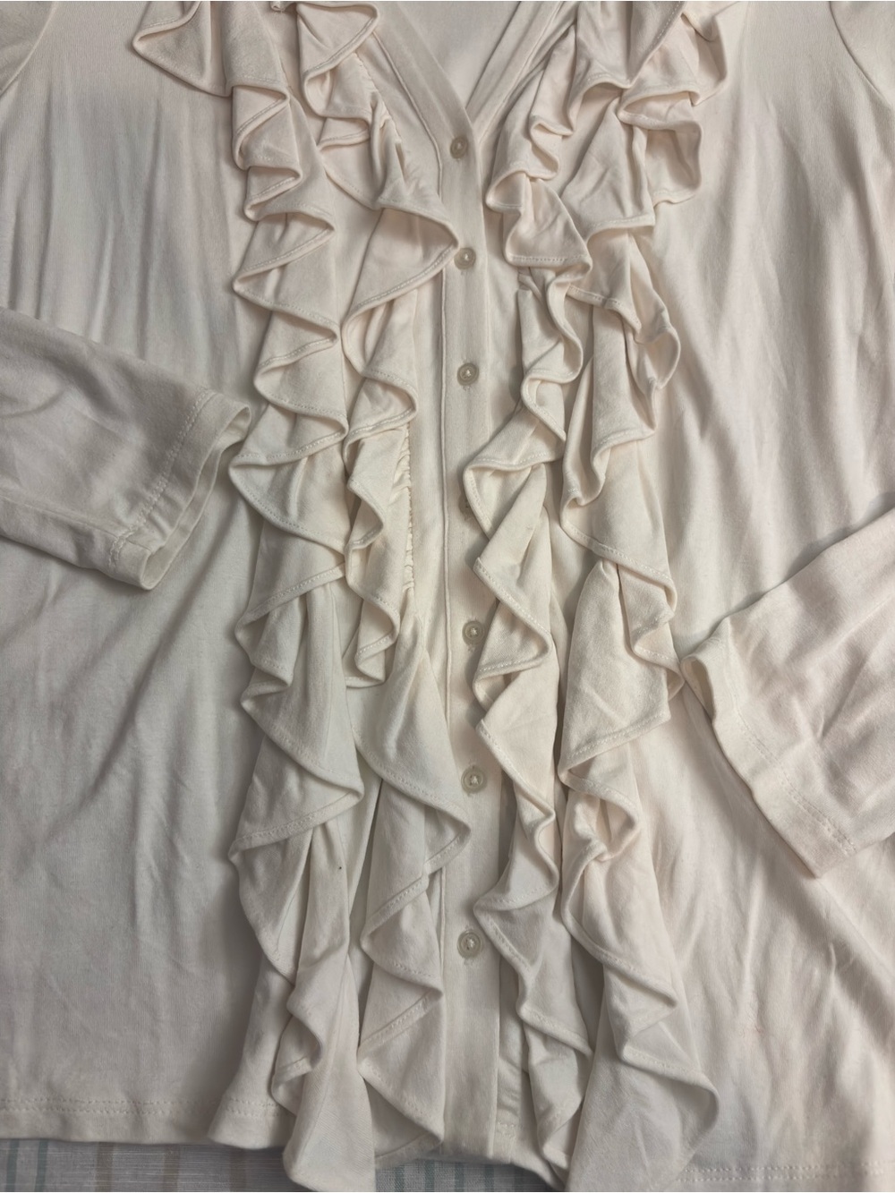 Boston Proper Ivory Ruffled Button-Front Blouse - Picture 4 of 5